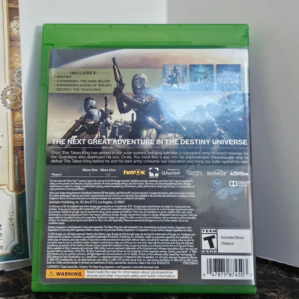 Destiny The Taken King Legendary Edition Xbox One Bungie Activision Game Disc